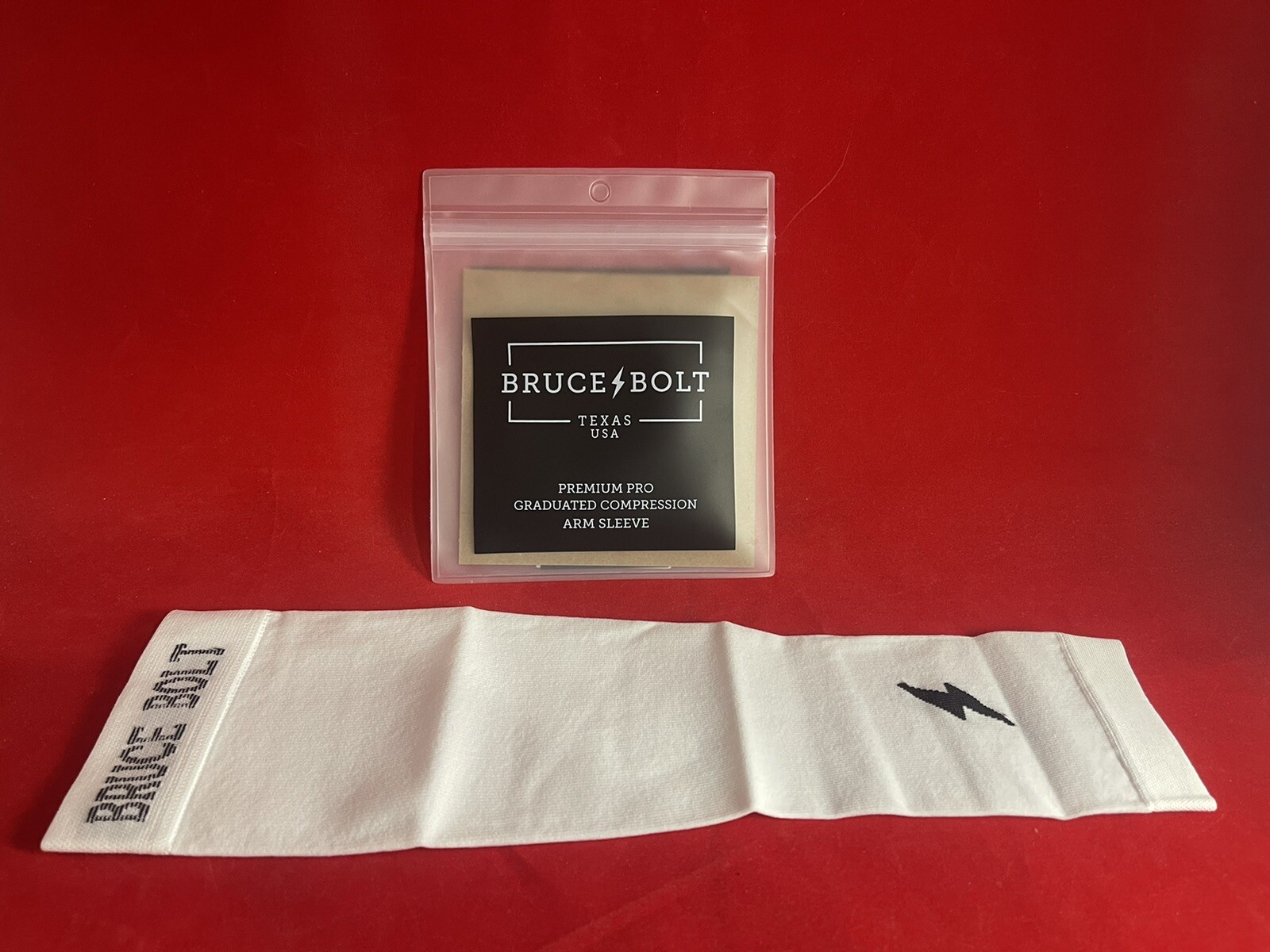 Bruce Bolt- WHITE- Baseball Arm Sleeve-Size: (Adult SM/MD) Older 2022 Version⚡️