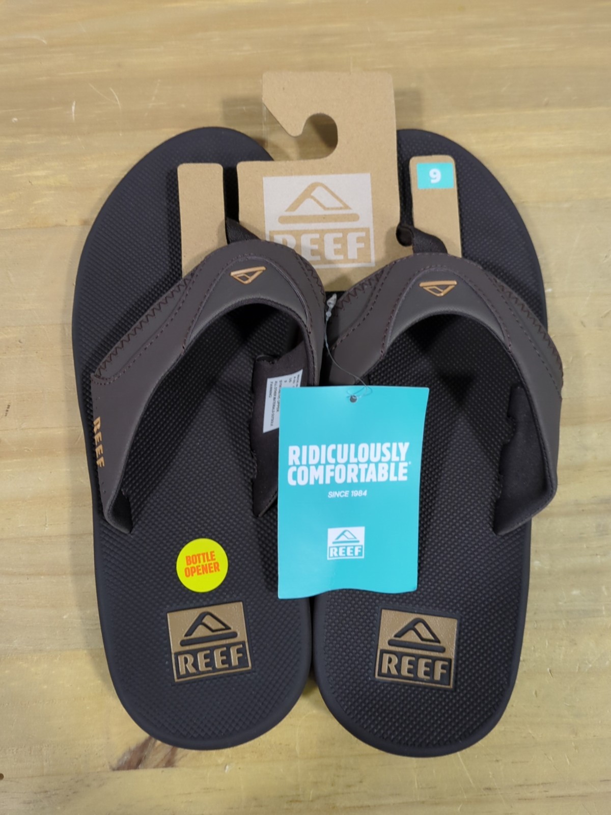 Reef Fanning Men's Flip Flops Sandals Bottle Opener Brown Size 9
