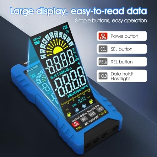 Digital Multimeter TRMS 6000 Counts, Auto-Ranging Voltmeter with NCV, Measures