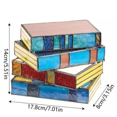 Stained Resin Stacked Books Lamp Tiffany Style Table Lamp Home Decor Book Lamps