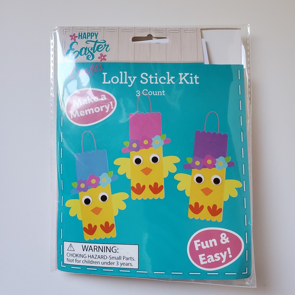5 Lolly Stick Kit Easter Chicks 3 Each Stuffer Class Easy School Craft Activity