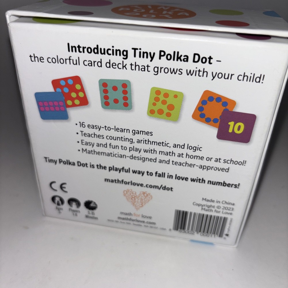 Tiny Polka Dot Game Educational Math Learning Card Game, Kids 3-8