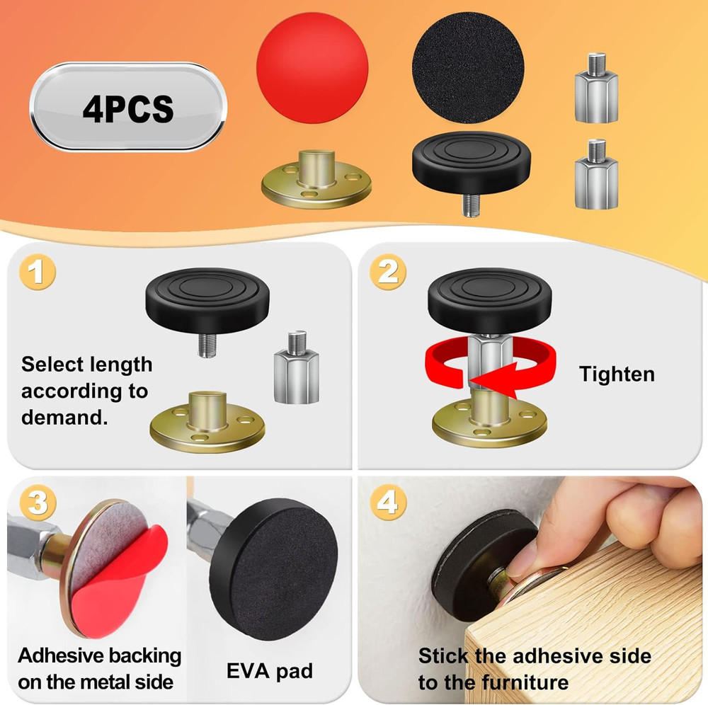 4 Pack Headboard Stoppers, Adjustable Bed Noise Stopper for Wall, Bed Frame Post