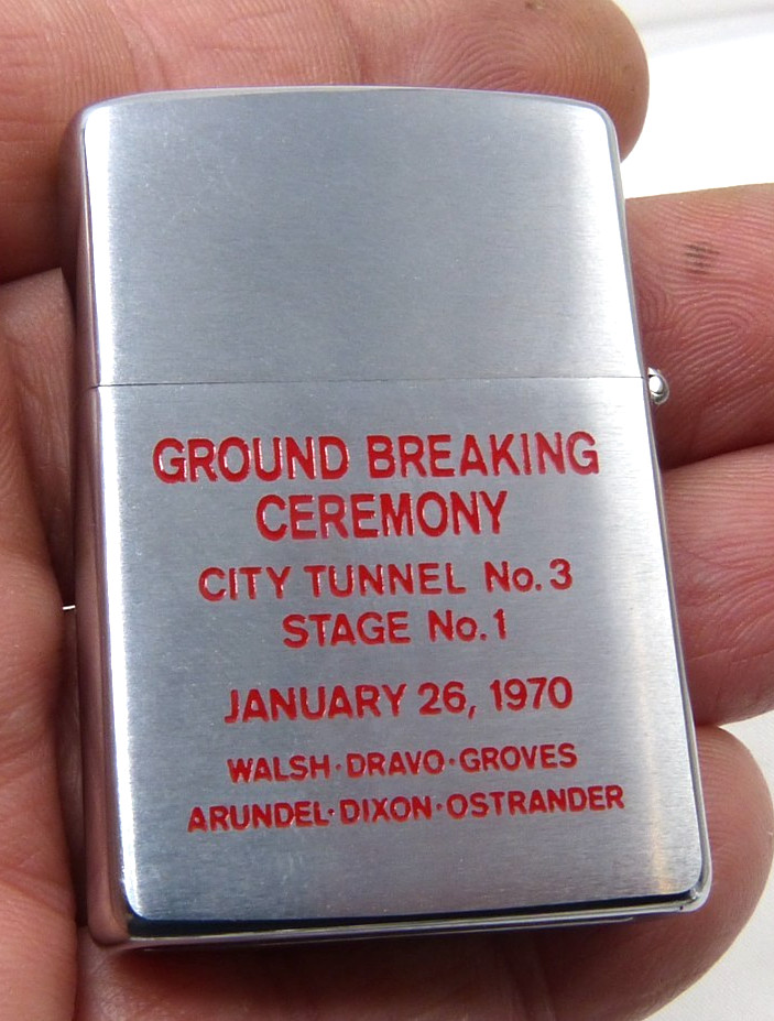 Vintage Unfired 1969 Zippo Lighter Ground Breaking NYC Water Tunnel No 3 1970