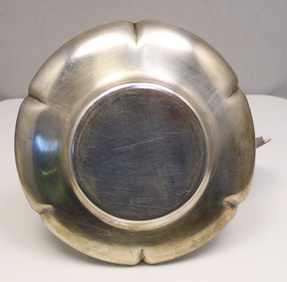 Antique Reticulated Silver Plate Lidded Tea Caddy w/ Royal Worcester Insert Cup