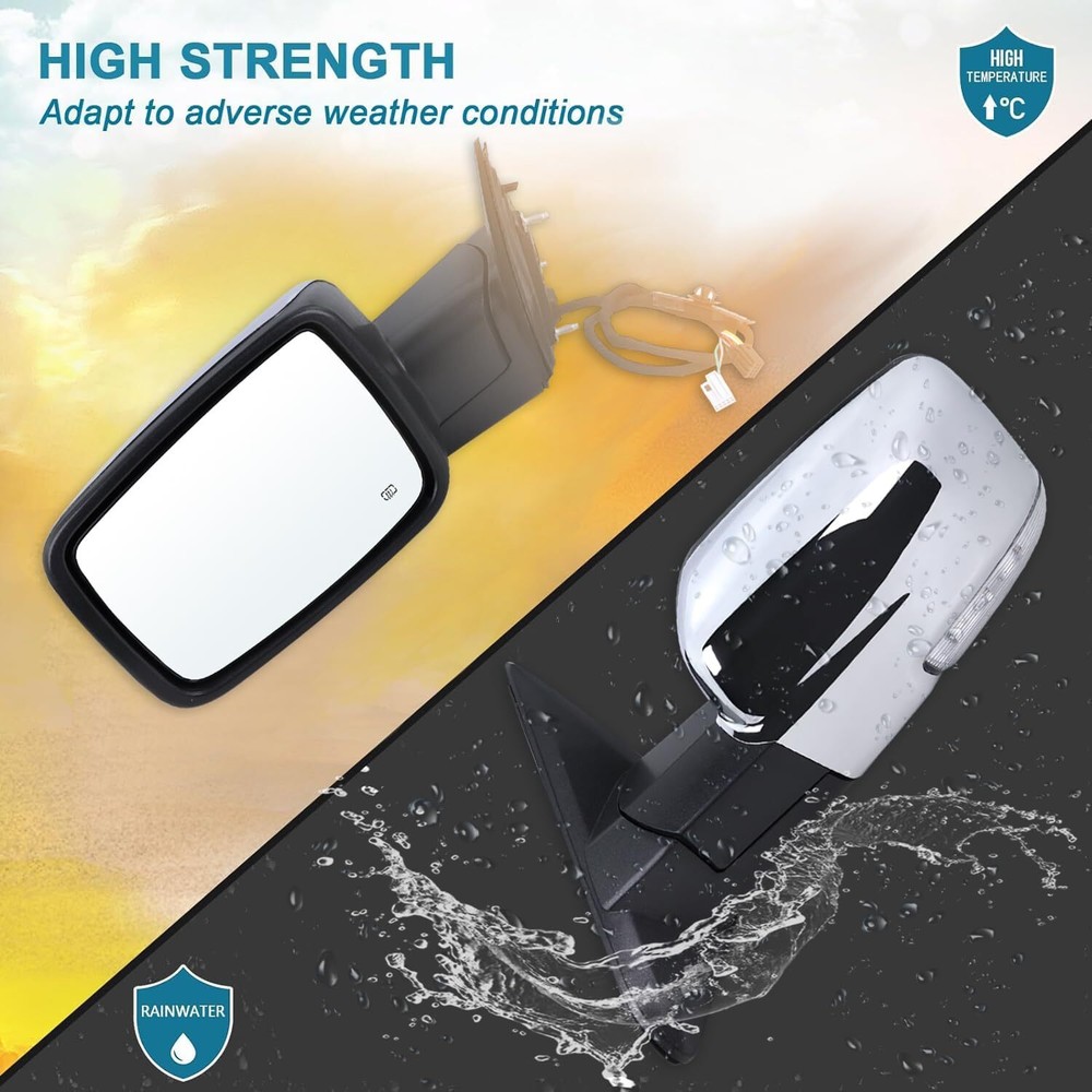 Left Side Mirror For 2013-2019 Ram 1500 Chrome Power Fold +Heated +Temper Sensor