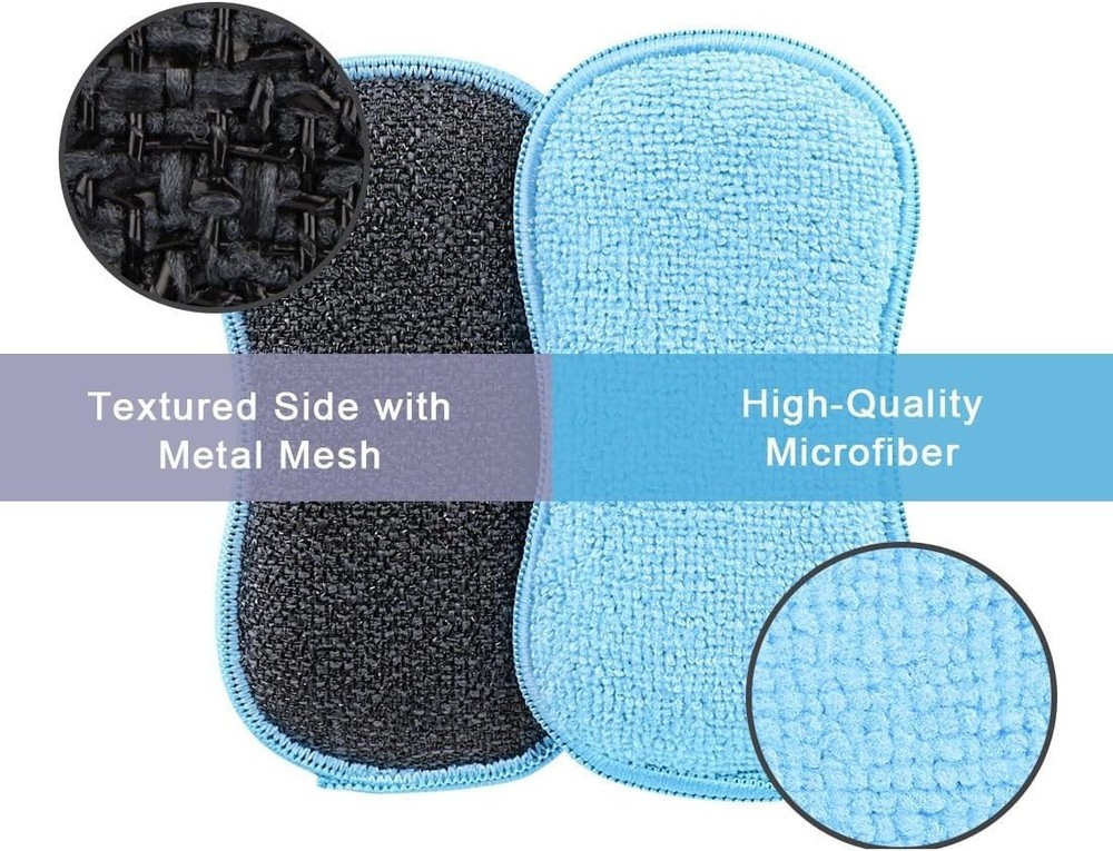 5/12 Pack Multi-Purpose Scrub Sponges Kitchen Dish Sponge Non-Scratch Microfibe
