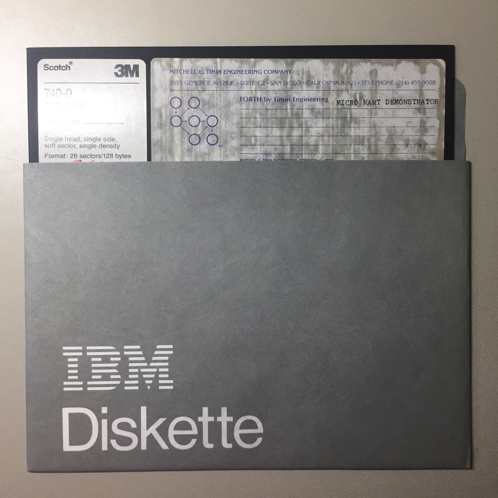 Vintage Timin Engineering FORTH MICRO MART Demonstration 8” Floppy Disk VHTF