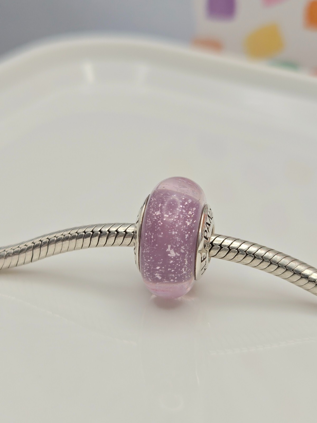 Authentic Pandora Disney Rapunzel's Signature Color Murano Glass purple Charm