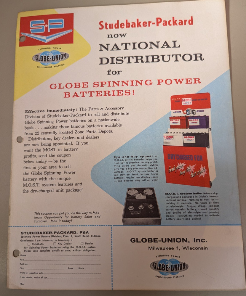 Studebaker Accessories Globe Battery's Flyer