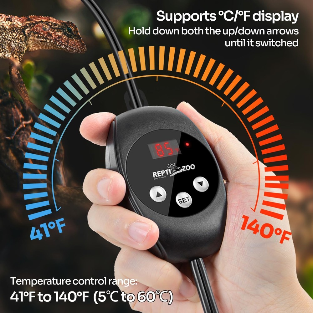 REPTIZOO Dimming Thermostat, PID Temperature Controller with Memory Function,...