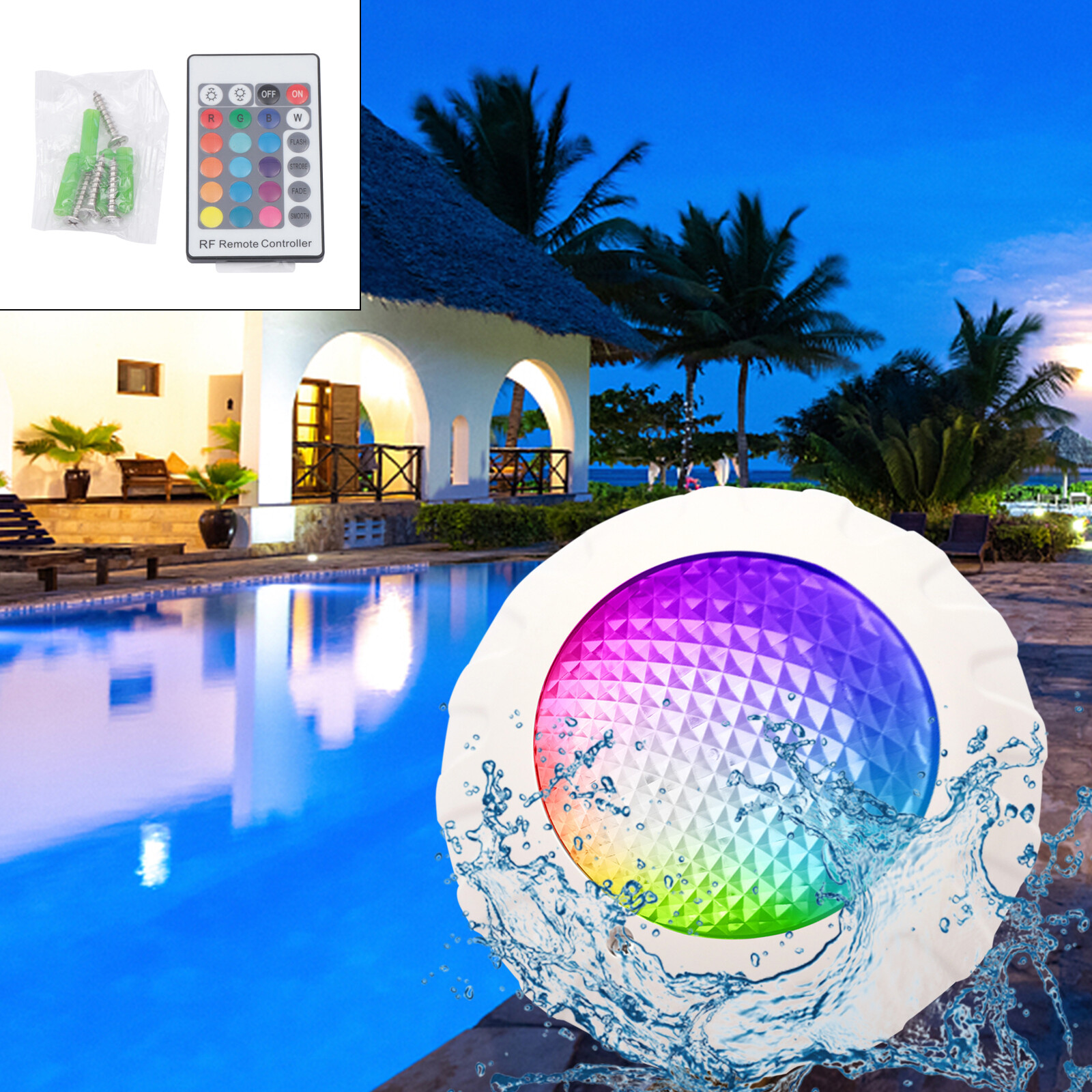 12V 38W Waterproof RGB Swimming LED Pool Lights underwater light IP68 Lamp Spa