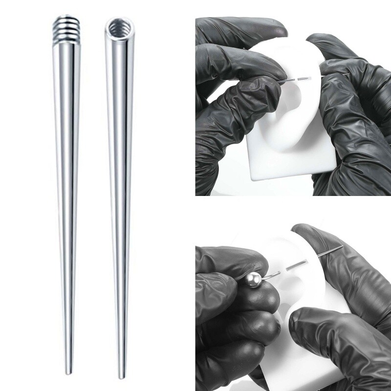 2X Surgical Steel Internal & External Thread Needle Piercing Tool Puncture Guide