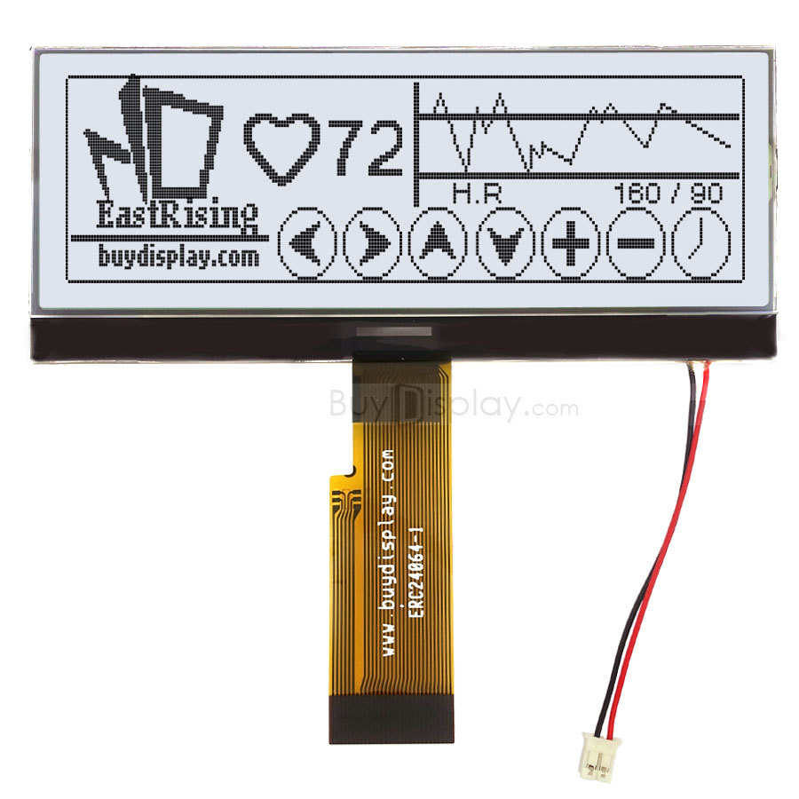 4.77"White 240x64 Graphic LCD Module Display,Parallel+SPI Serial w/Tutorial