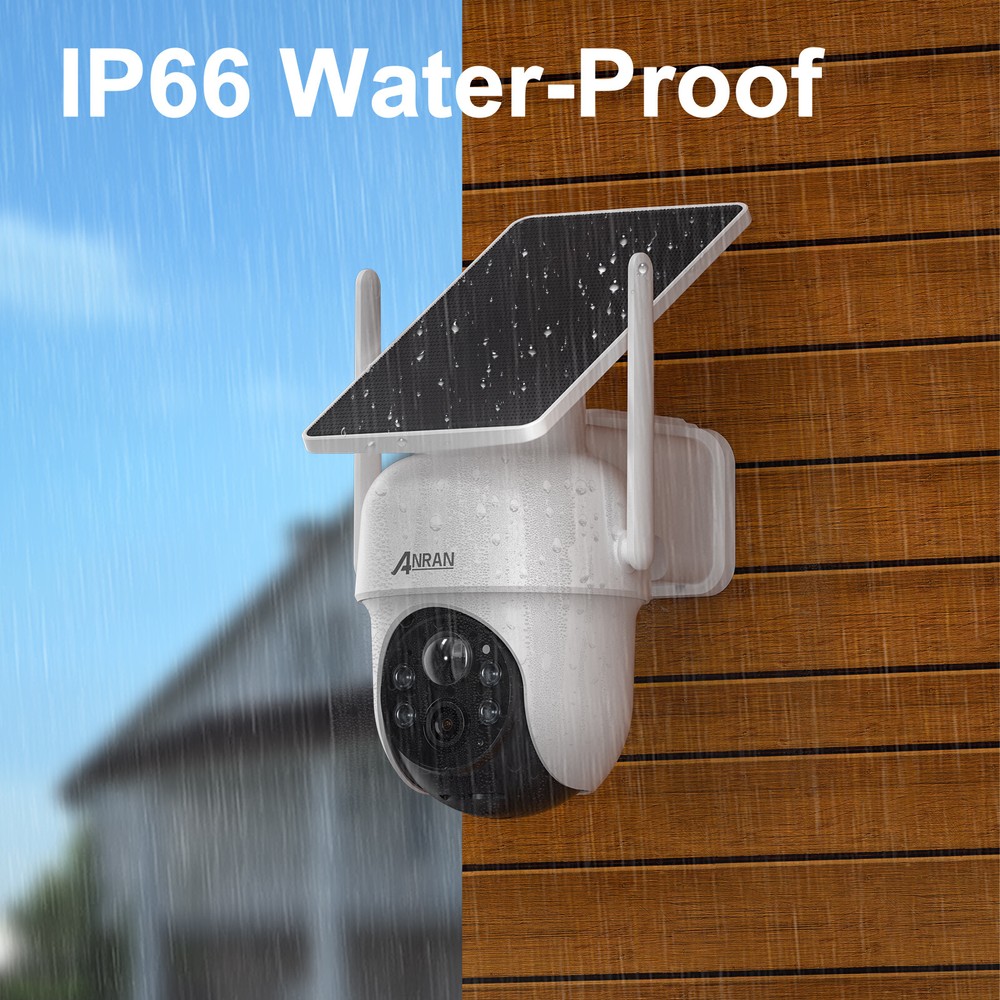 ANRAN 4MP Security Camera System Solar Powered Wireless PTZ Outdoor w/ NVR Base