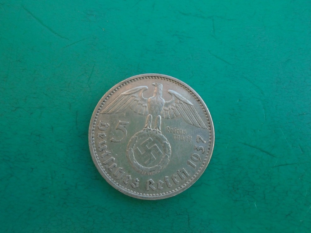 1937- A. GERMANY 5 MARK COIN - Third Reich - SILVER German