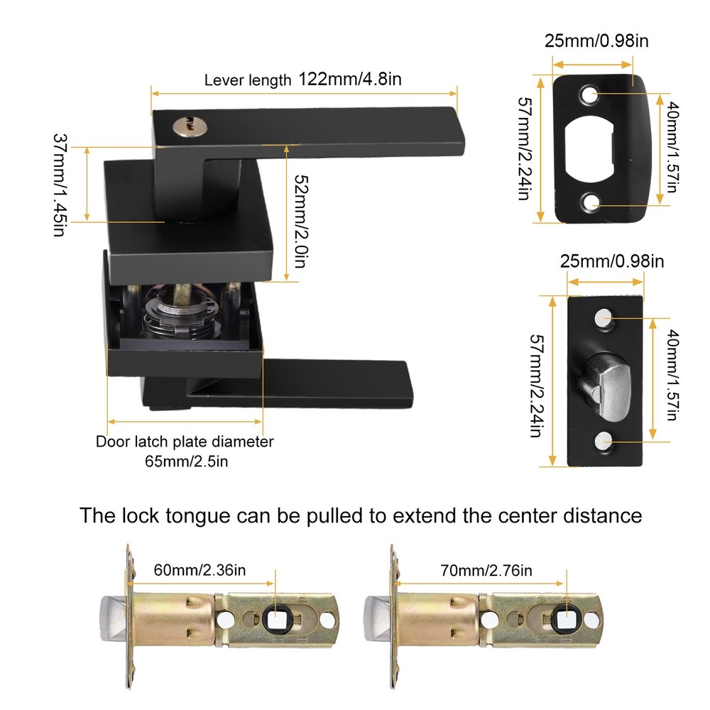 Black Door Lever Privacy Passage Dummy Handle Interior Square Knobs 15 pack