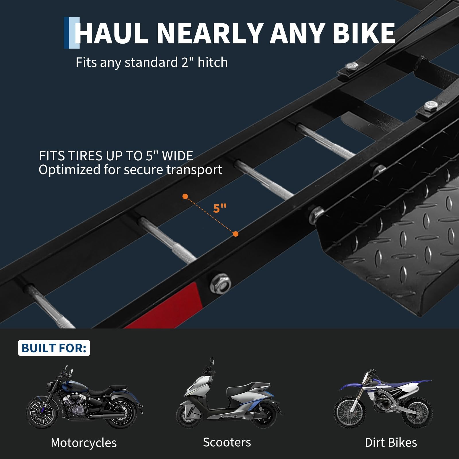 Heavy-Duty Motorcycle Dirt Bike Hitch Carrier Bike Rack 600LB Fit for Truck/SUV