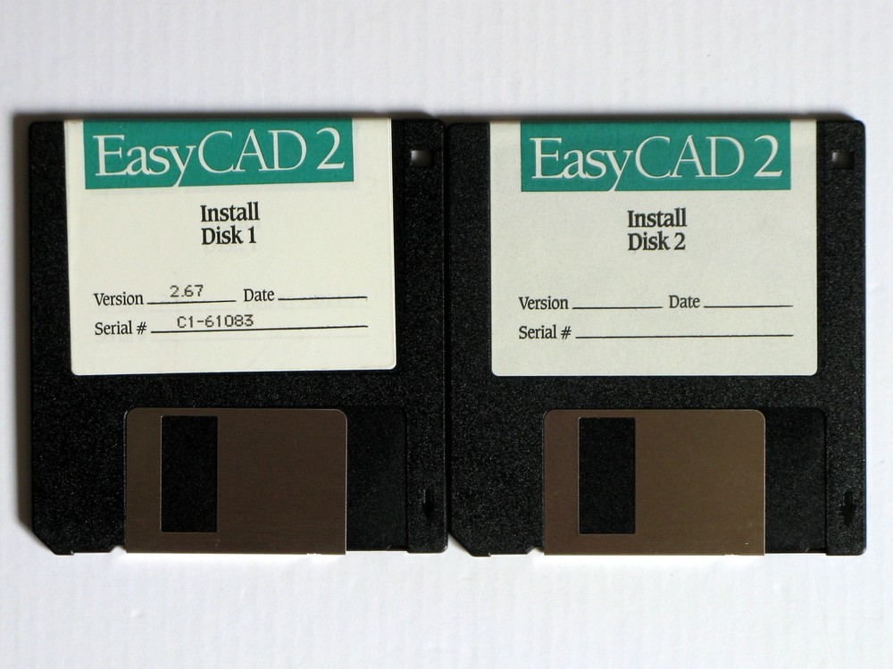👀 EasyCAD 2 for MS-DOS, Two 720 Kb 3.5" Floppy Disks, Version 2.67  💾 ✅ 🆗