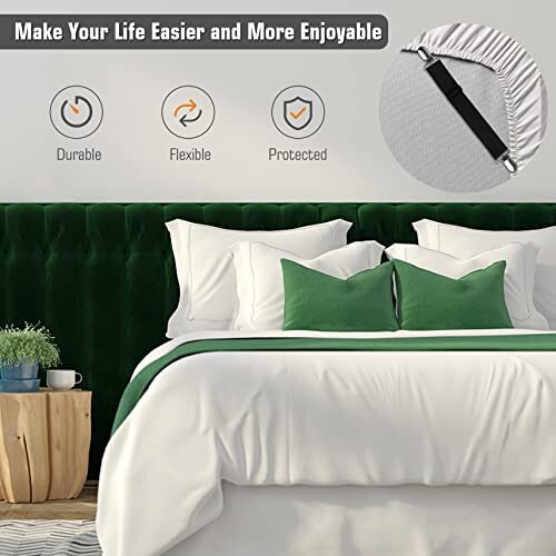 4 Pack Bed Sheet Clips, Adjustable Heavy Duty Fitted Sheet Straps Clips,