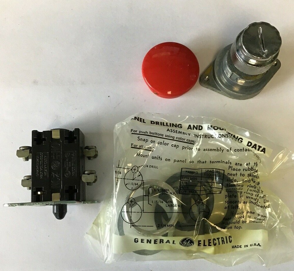 GENERAL ELECTRIC CR2940UK202C PUSHBUTTON RED MUSHROOM HEAD