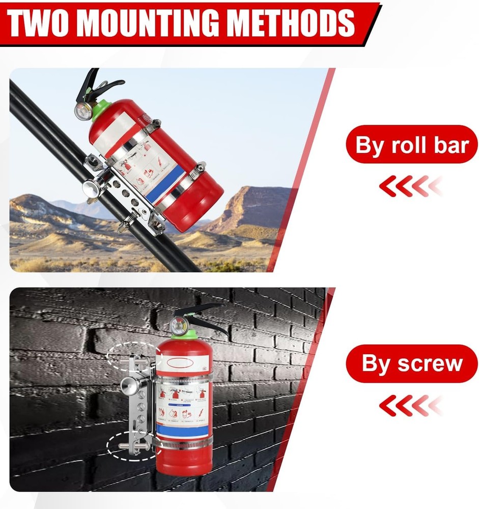 Chrome Quick Release Roll Bar Fire Extinguisher Mount Compatible with for Jeep W