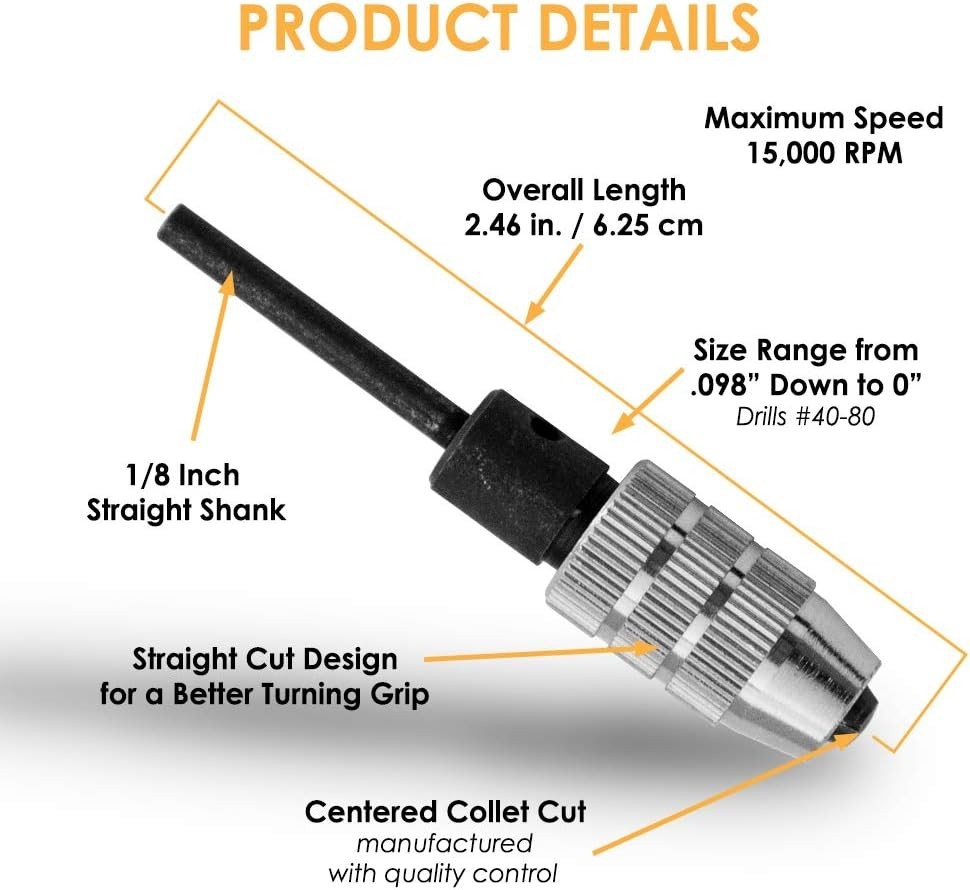 Versatile Micro Drill Chuck with Keyless Design & 3 Collets for Precision Tasks