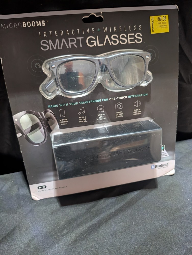 Microbooms interactive Wireless Smart Glasses Black Frames NEW IN BOX sunglasses