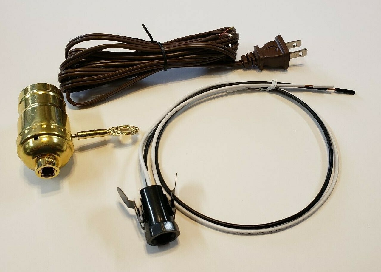 GWTW LAMP KIT WITH 3 TERMINAL SOCKET, NIGHT LIGHT SOCKET,BROWN CORD SET 950J