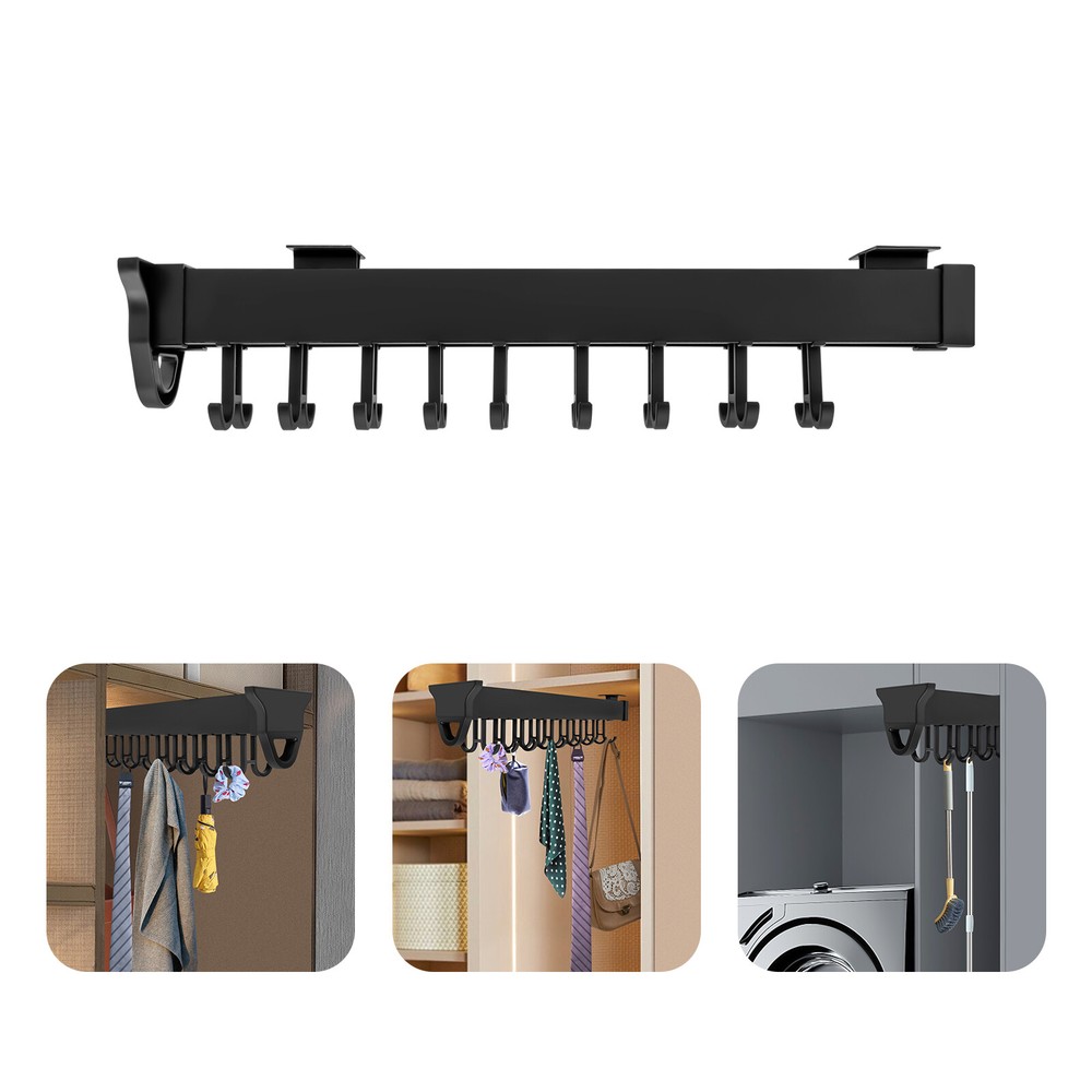Pull-out Storage Rack Multifunctional Kitchen Organizer Hanging Pot Rack Black