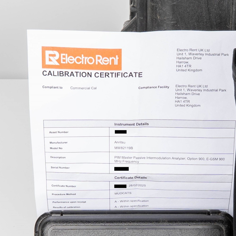 Anritsu MW82119B Passive Intermodulation Analyzer for E-GSM 900