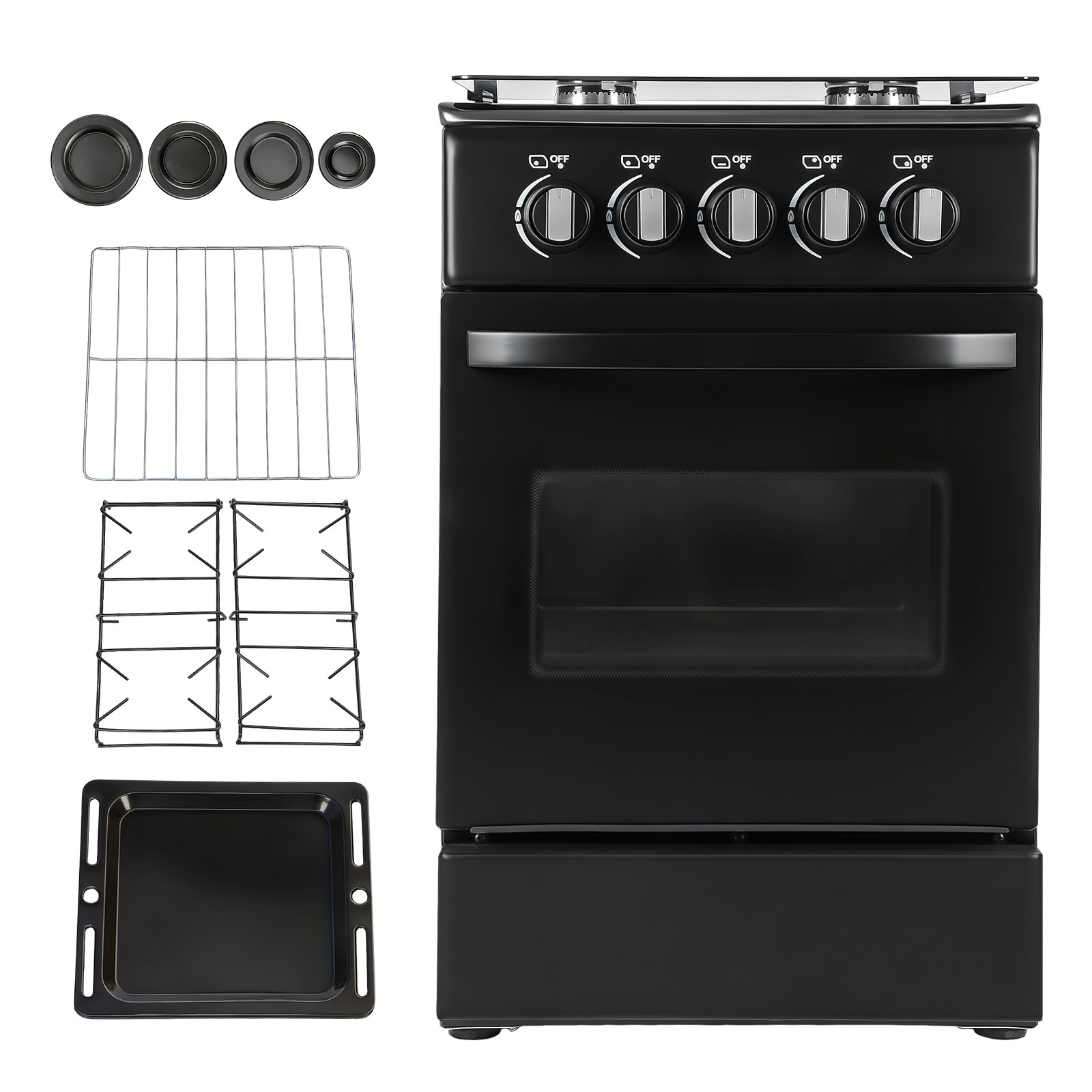 RV Gas Range 31" Tall Propane Range Oven with 4 Burners Stove for RV Apartment