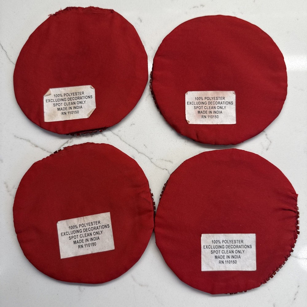 Beaded Christmas 8 Drink Coasters & 3 Flatware Stocking Holders