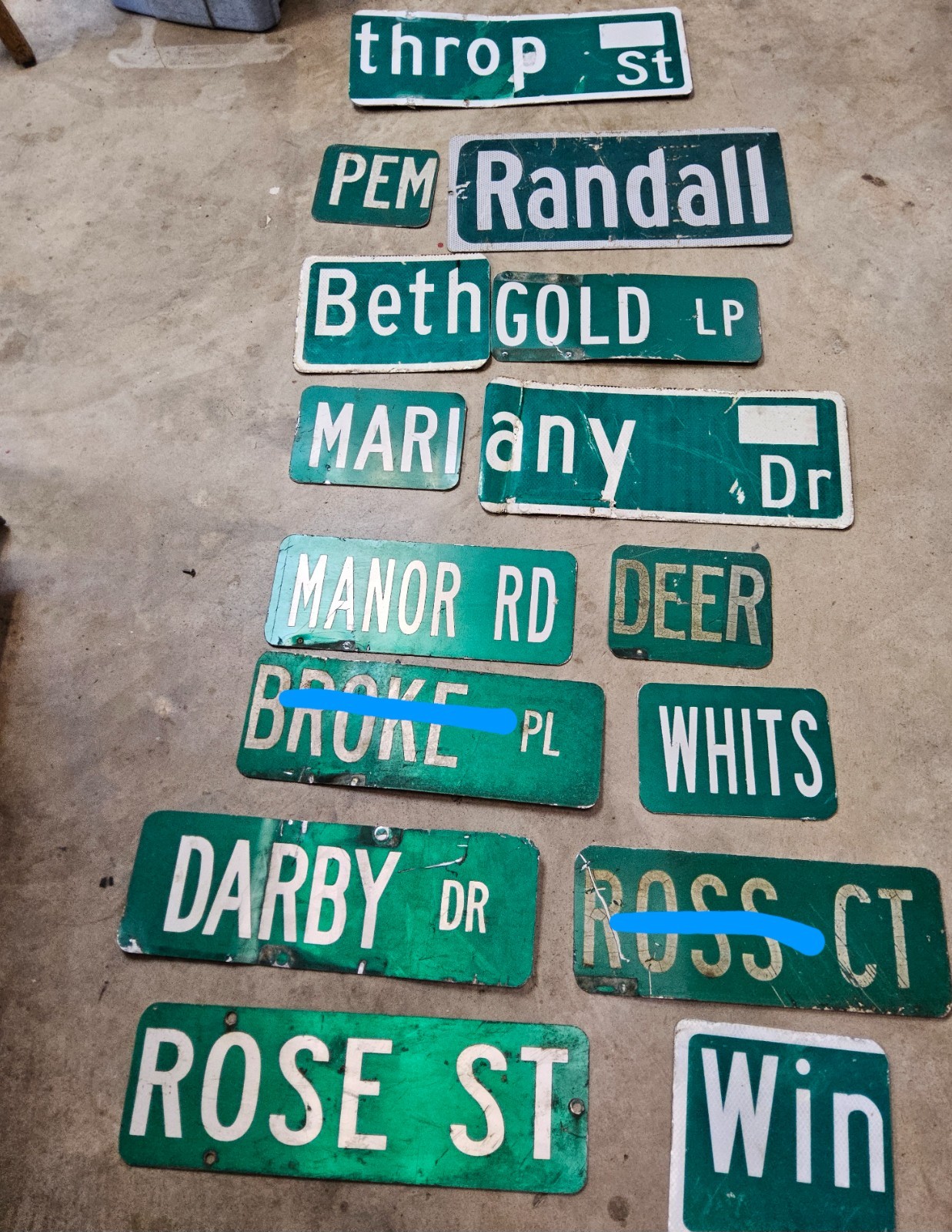 Street name signs. Miscellaneous Sizes. Pick one