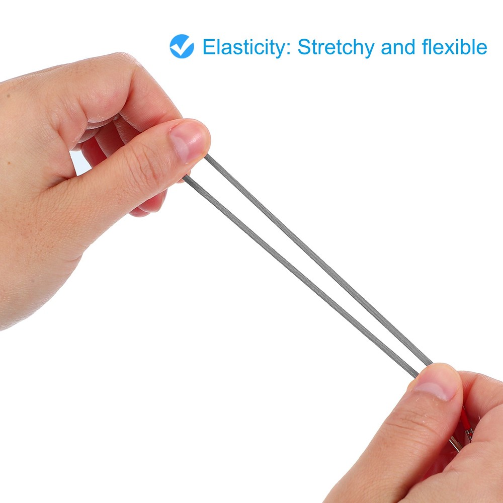 50 Pcs 6 Inch Elastic Barbed Cord 2 mm Loop Stretch Round String Gray
