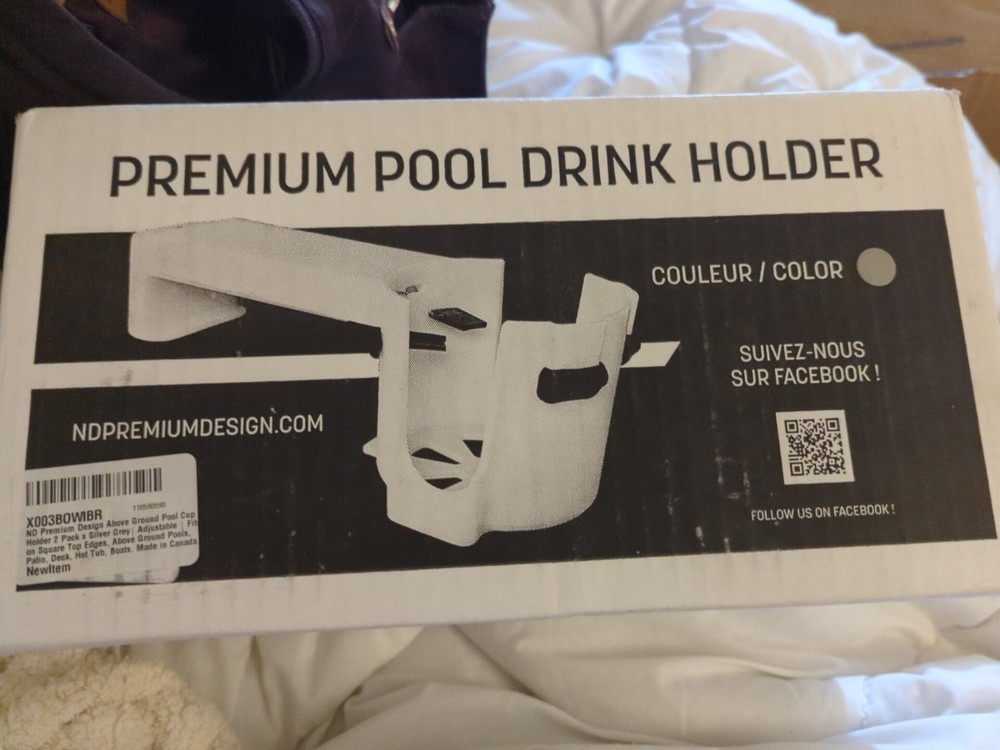 ND Premium Design Pool Drink Cup Holders 2 Pack Adjustable White Above Ground