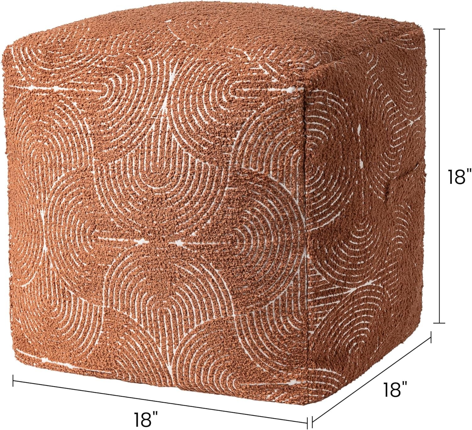 Unstuffed Boho Textured Pouf Cover Organic Modern Mid Century Rainbow Tufted