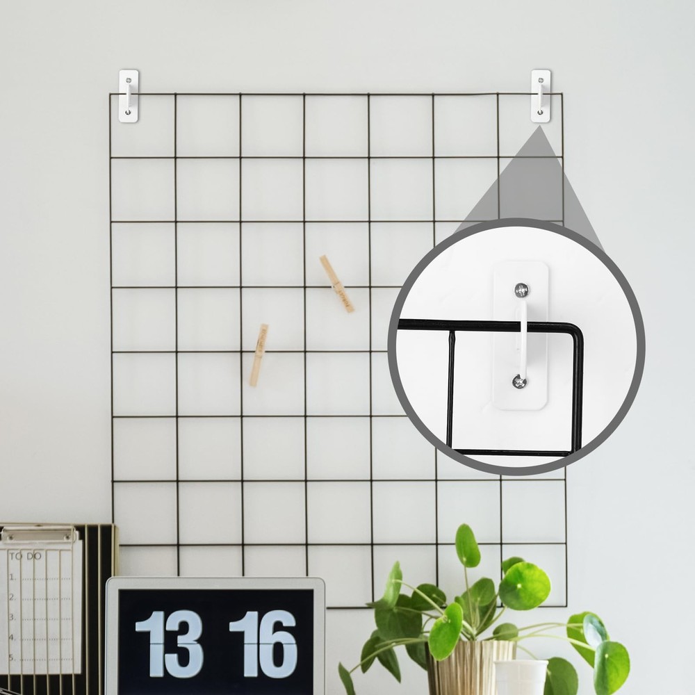 24 PCS Gridwall Mount Brackets Metal Grid Wall Panel Display Hooks White Shop