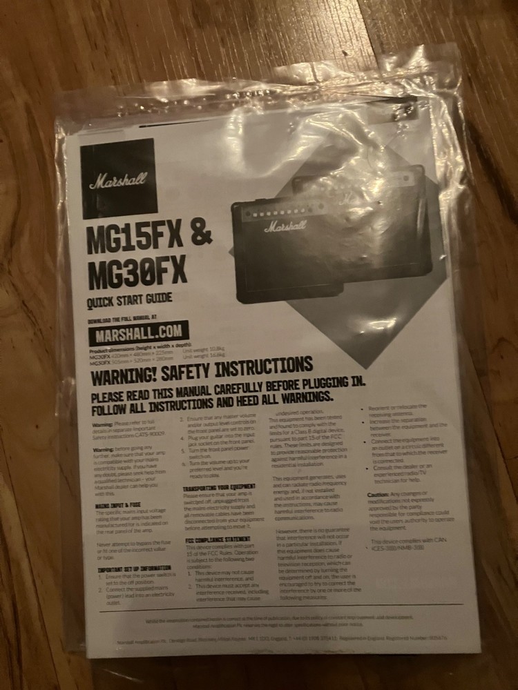 Marshall MG15FX MG30FX Quick Start Guide Manual