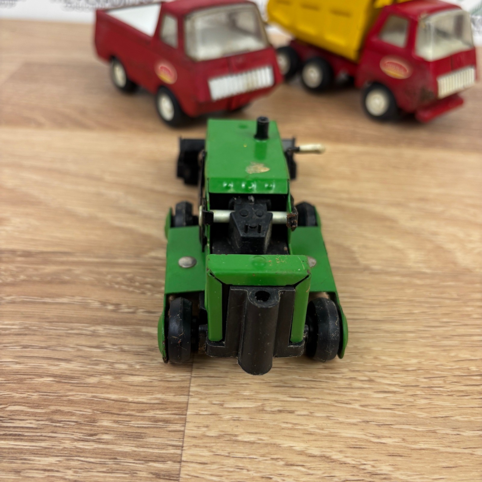 Vintage Tonka Steel Dump Truck and Pickup Truck Lot Red Yellow Green