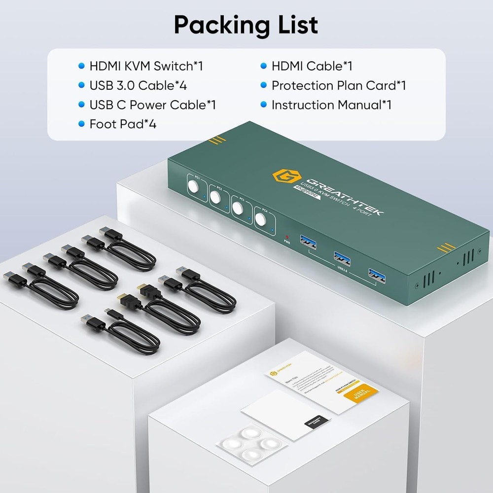 User-Friendly 4-Computer KVM Switch with HDMI and USB 3.0 for Smooth Switching