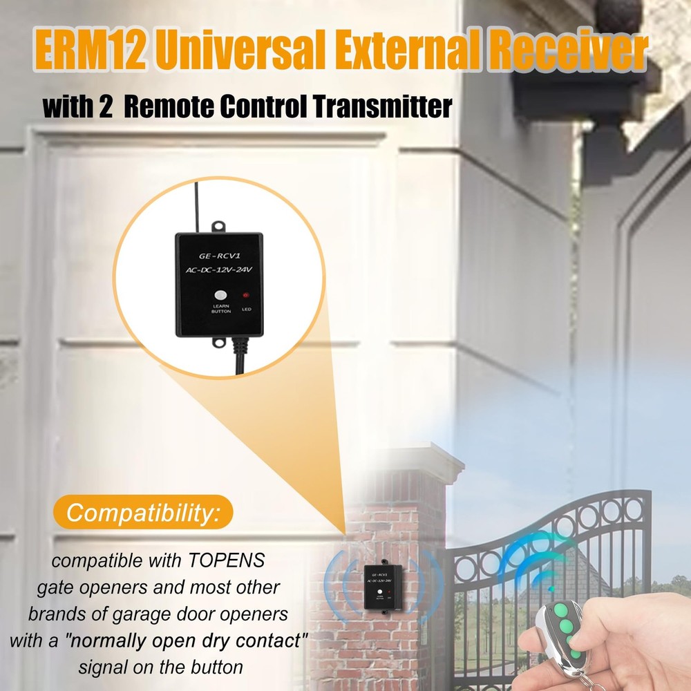 ERM12 Universal External Receiver with 2 Remote Controls Compatible with TOPE...