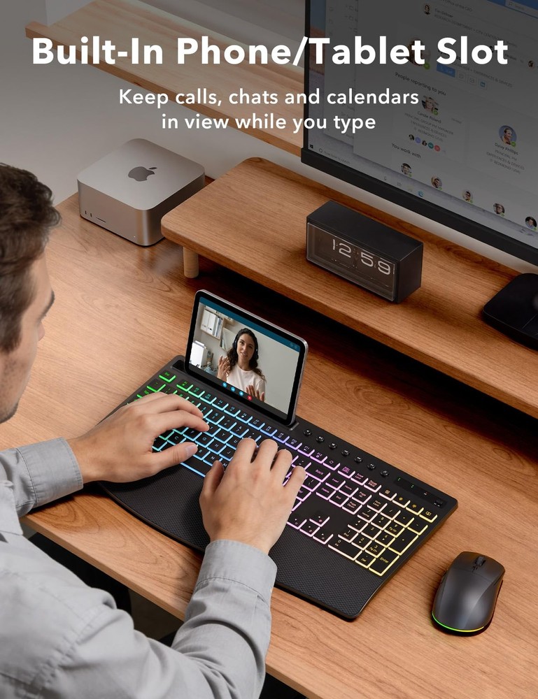 Wireless Keyboard and Mouse Combo - 4000mAh Rechargeable Backlit Keyboard wit...