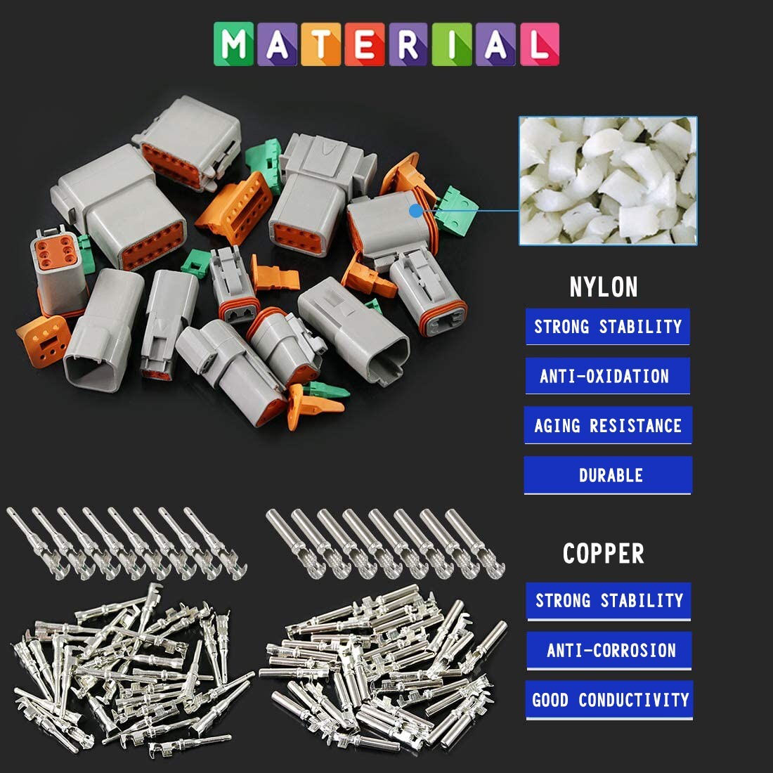 1750PCS Genuine Deutsch Connector Kit Stamped Contacts For 14,16,18,20 GA.WIRE