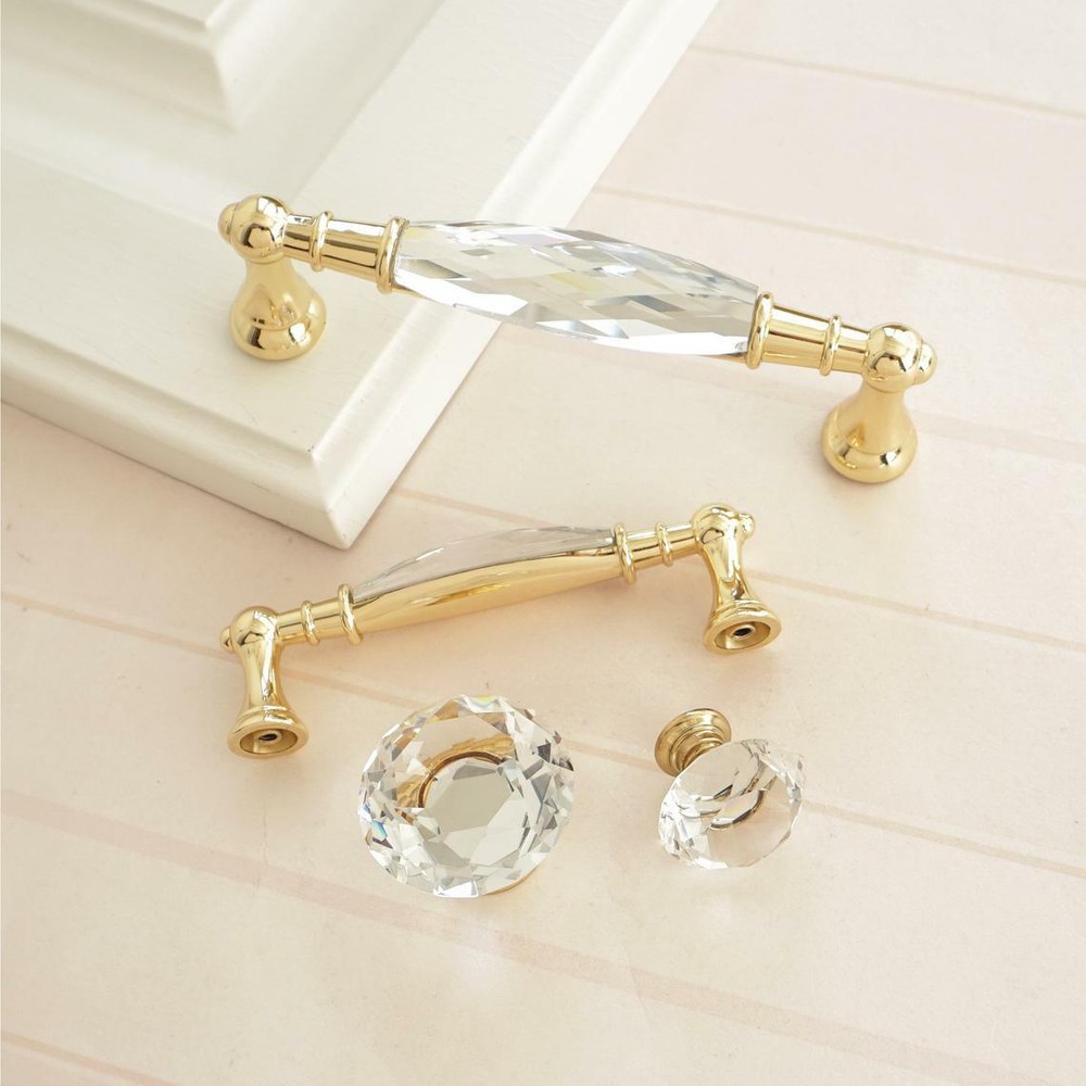 3.75" 5"Gold Crystal Dresser Knobs Drawer Handle Pulls Cupboard Cabinet Handle