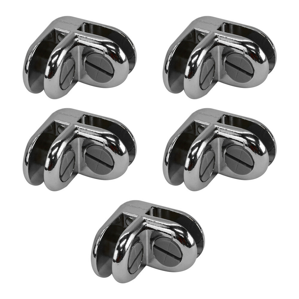 50 Pcs Chrome Metal 2 Way Glass Shelf Connector 3/16" Tempered Glass 90 Degree