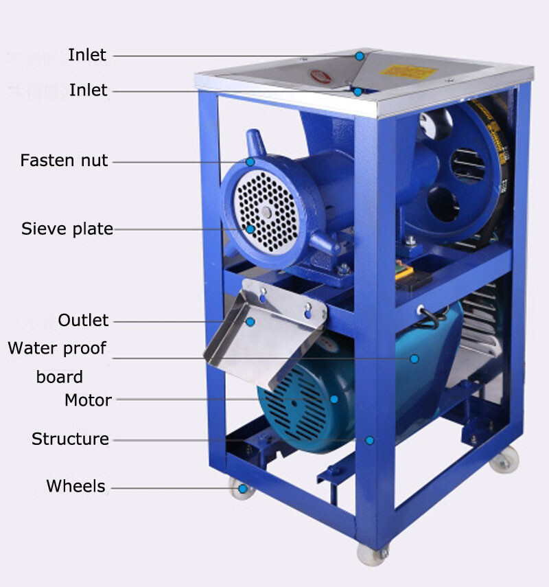 Fish Chicken Bones Crusher Feed Processer Meat Grinder Feed Machine 220V
