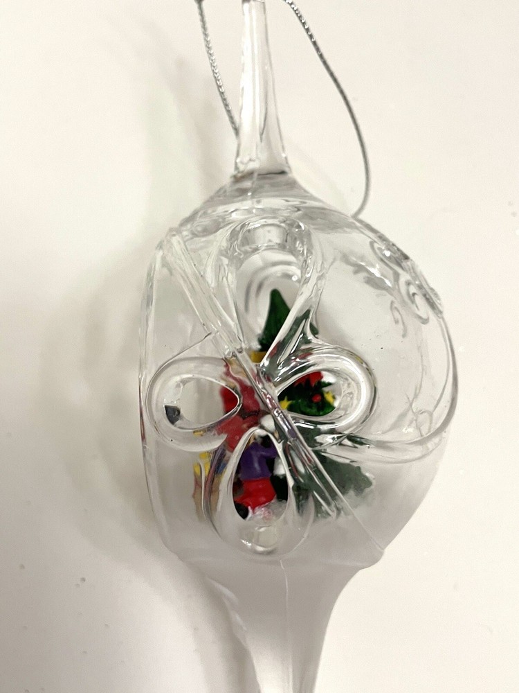Santa and Child Decorating a Tree Egg Ornament