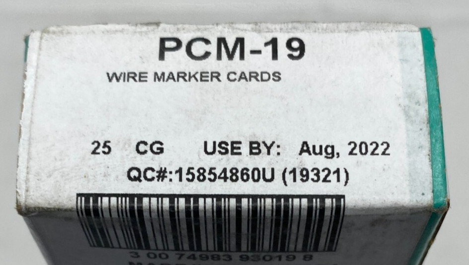 Panduit PCM-19 Vinyl Cloth Wire Marker Card '19' LOT OF 25