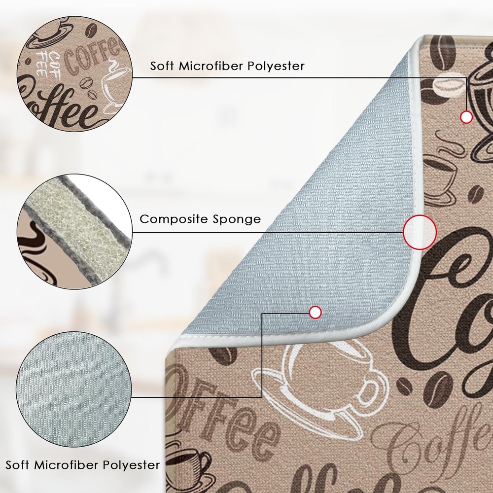 Absorbent Dish Drying Mat, First Coffee Cute Doodle Chalkboard Microfiber Pad...